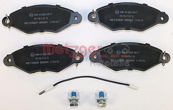 Jeu de 4 plaquettes de frein METZGER ref. 1170115